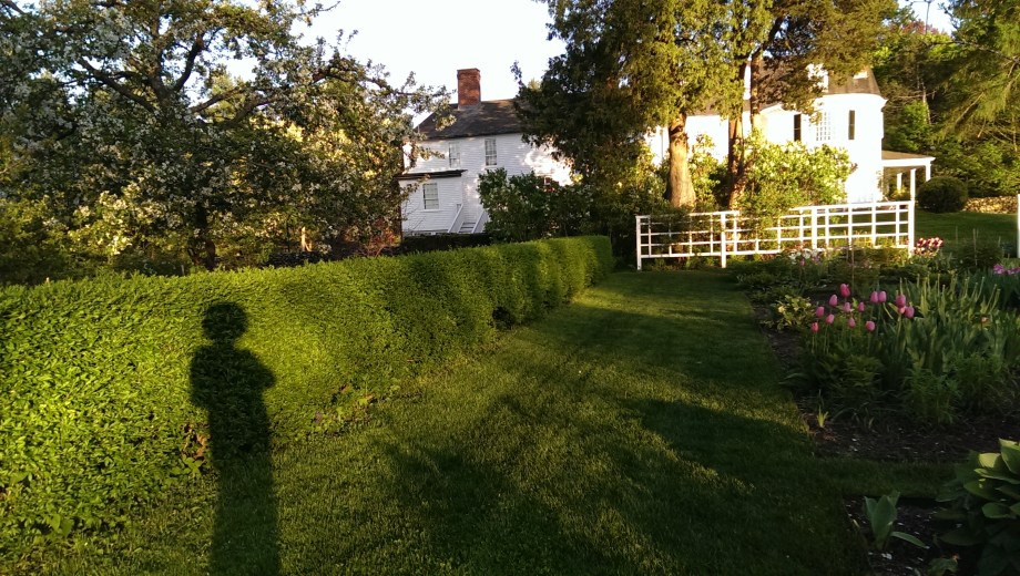 me and my shadow in the gardens at Stevens Coolidge Place